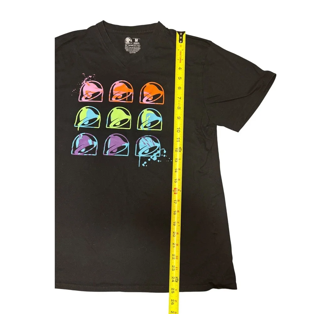 Taco Bell T Shirt Women's Medium Black V Neck‎ Colorful Graphic Tee - Picture 4 of 4